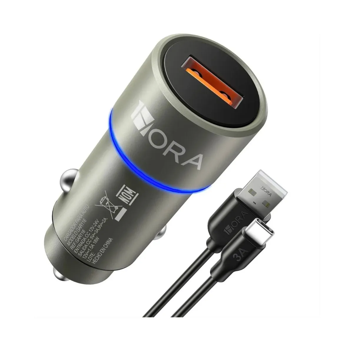 Cargador Completo Auto Tipo C 18W