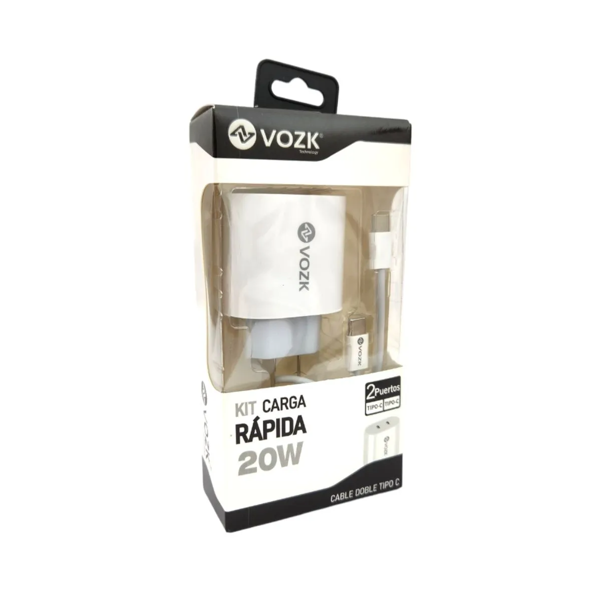 Cargador VOZK 20W Tipo C  2 puertos Tipo C