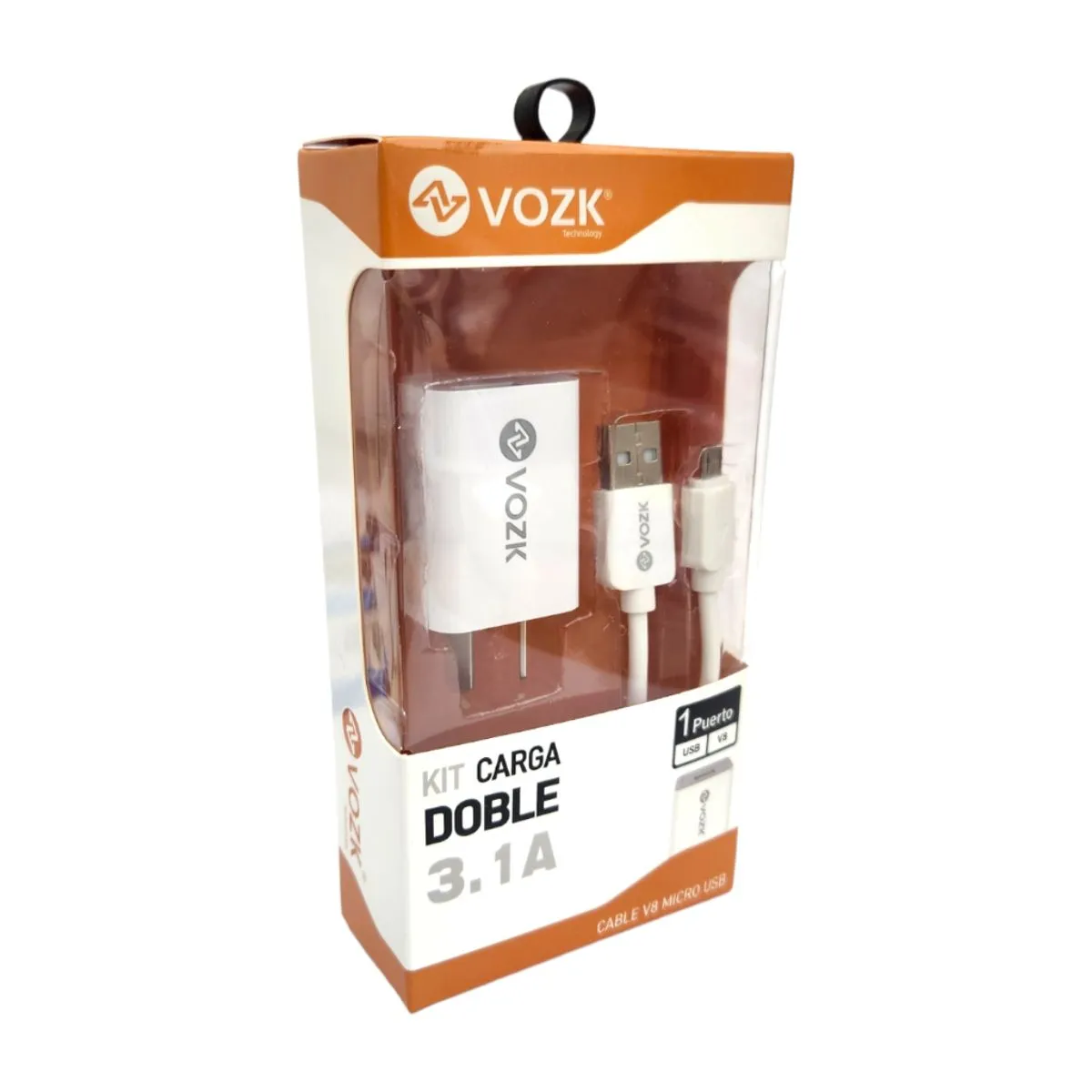 Cargador VOZK 3.1A USB A a Micro USB o V8 