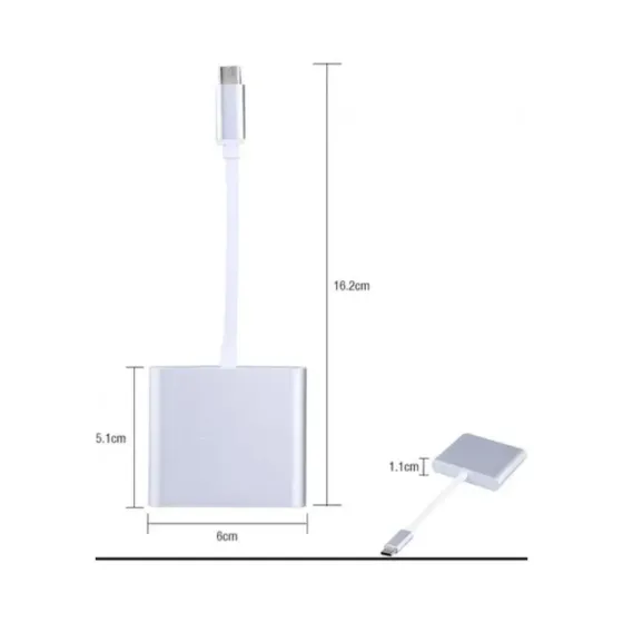 Adaptador Hub Tipo C a HDMI + USB Tipo A y C 3 en 1