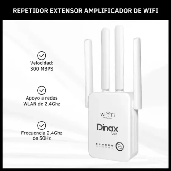 Repetidor WIFI 4 Antenas Mini router Dinax