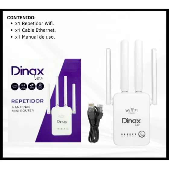 Repetidor WIFI 4 Antenas Mini router Dinax