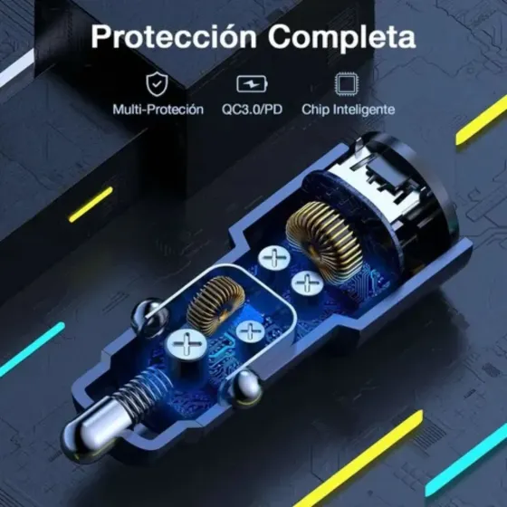 Cargador completo Auto Tipo C 38w