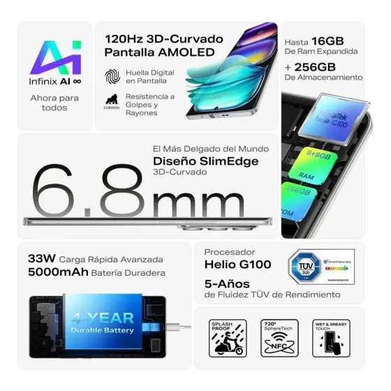 Infinix Hot 50 Pro Plus 5G 8/256gb (8 dias habiles)