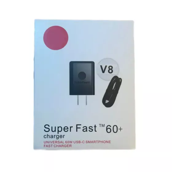 Ver más sobre Cargador y Cable Cargador completo 60w carga rapida micro usb o V8, Argentina