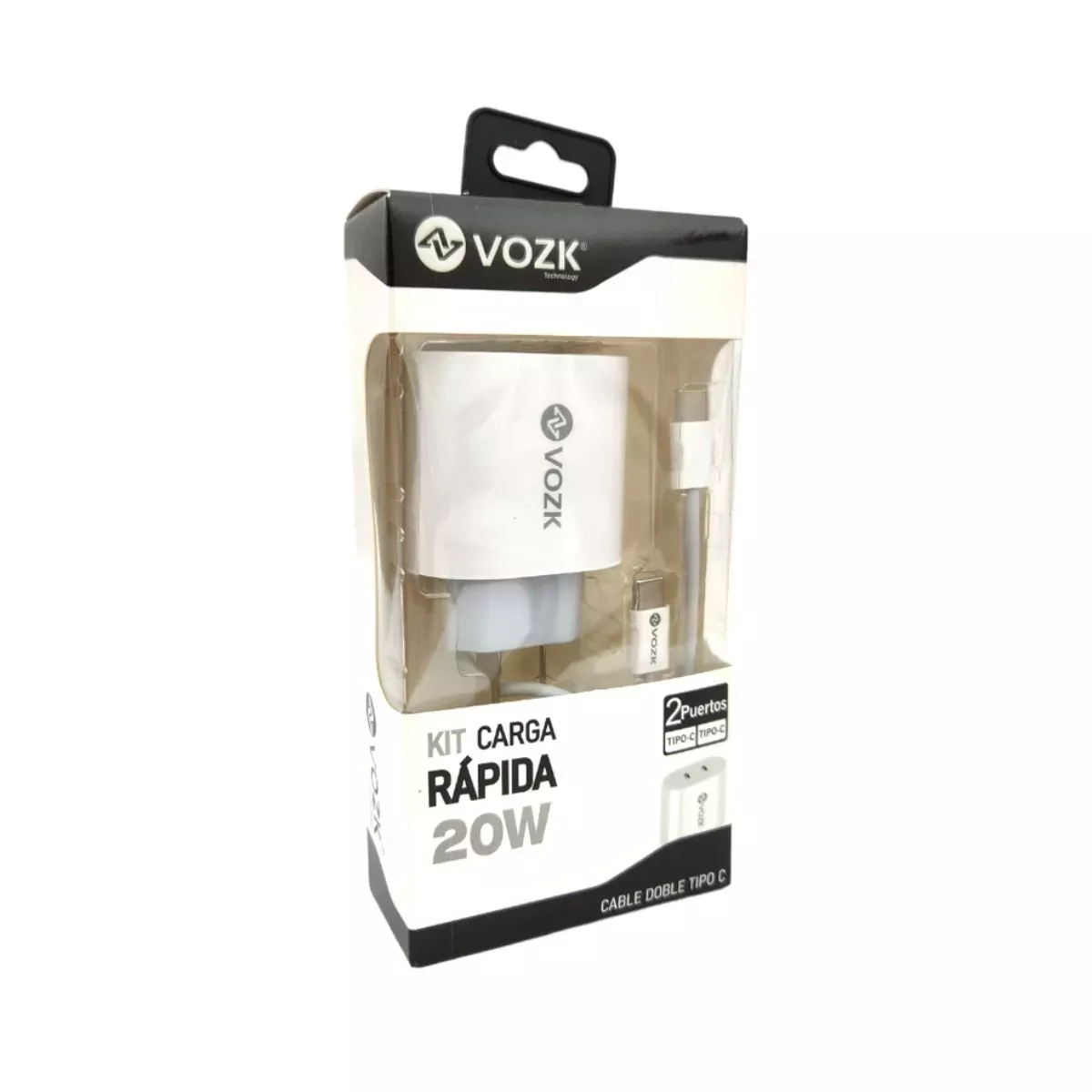 Cargador VOZK 20W Tipo C  2 puertos Tipo C