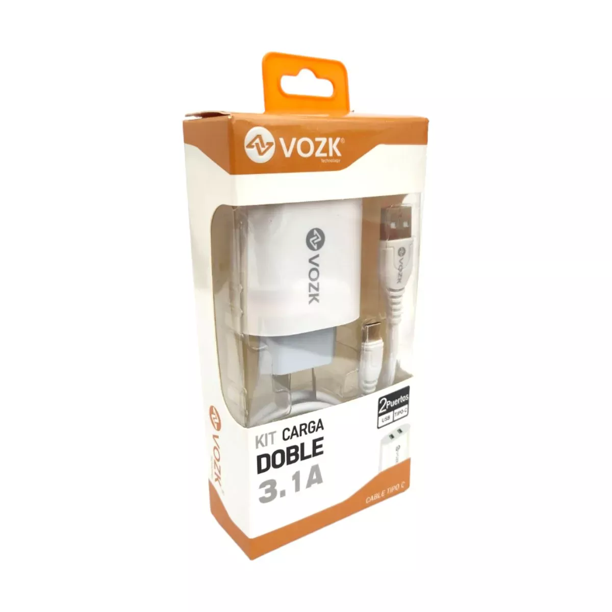 Cargador VOZK 3.1A Tipo C 2 Puertos USB