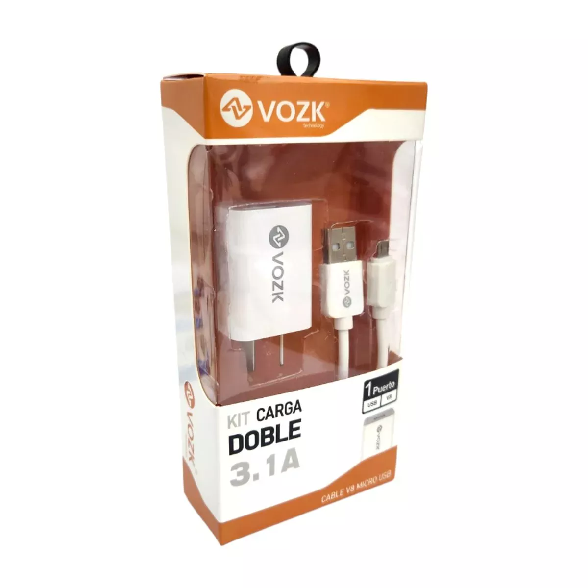 Cargador VOZK 3.1A USB A a Micro USB o V8 