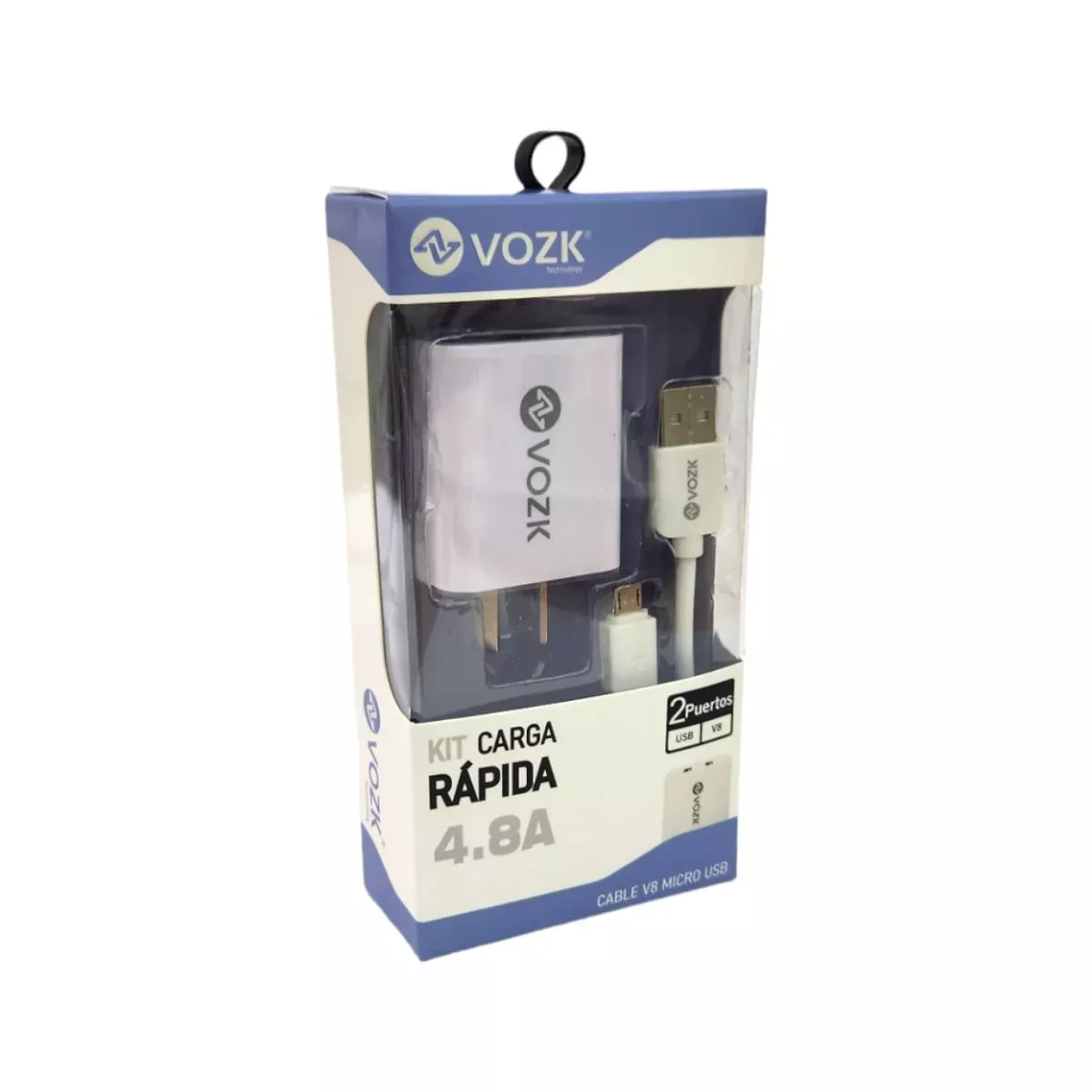 Cargador VOZK 4.8A Micro USB o V8 2 Puertos USB
